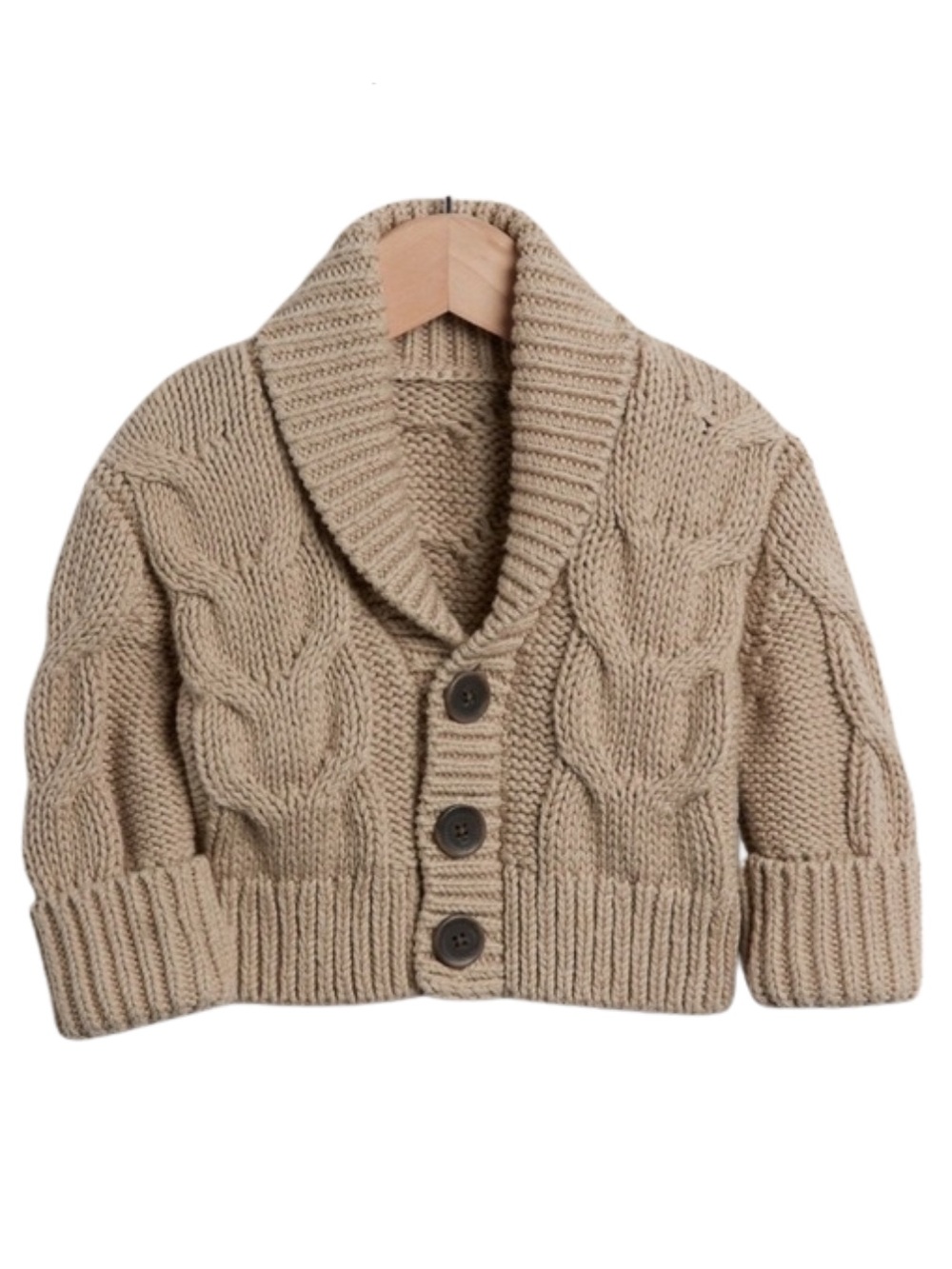 Banana Republic Baby Shawl Collar Cable Knit Cardigan - Beige 12-18 Months